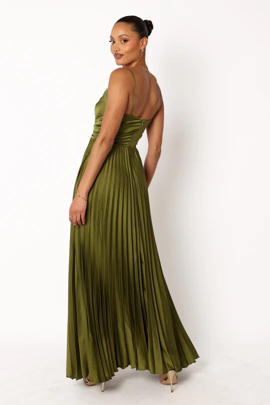 Pleated Satin Bridesmaid Dresses Long Maxi Dress Aline Formal Evening Gown4