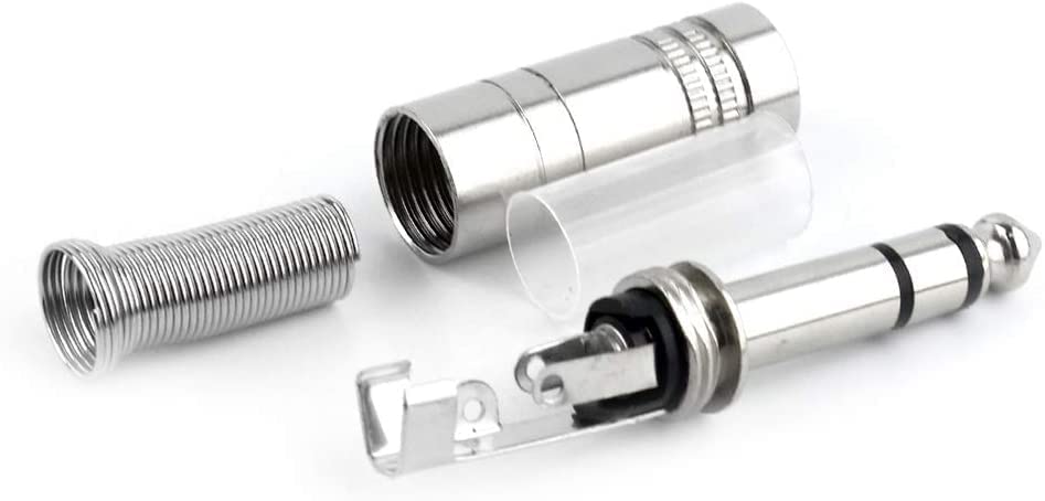 Image of [ 5 Pieces ] 1 /4 inch Audio Plugs 6.35 mm Plug TRS Male 1 /4 inch Solder Type Stereo Plug Straight Design Connector Spring DJ Mixer Speaker Cables Guitar Cables Phono Patch Cable Microphone Cable