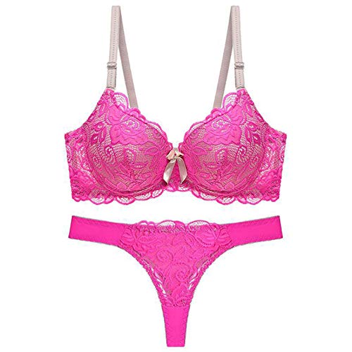 Conjunto de brasier sexy de talla grande WENJUN: lencería con aros y tanga de encaje para mujer