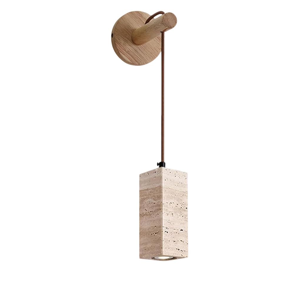HXYSXHJUO Nordic Industrial Style Wall Sconce, Creative Single-Head Lamp, E26 Screw Yellow Travertine Wood Light, Warehouse Corridor Passageway Decorative Lighting Fixtures