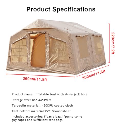 Tienda de campaña familiar de lujo para 5 a 6 personas con zonas de estar y dormir separadas, diseño desplegable impermeable con bomba y agujero para gato de estufa para aventuras al aire libre