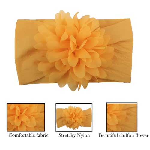 Image of SYGA Pack of 6 Baby Headbands Nylon Flower Soft Stretchable Hairband for Newborn Infant Toddler Kids For 0-3 Year (Multicolor)