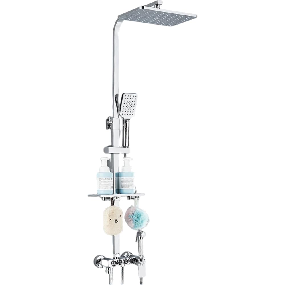 Robinet de douche thermostatique haut de gamme noir mat et ciel de pluie avec grand écran LCD