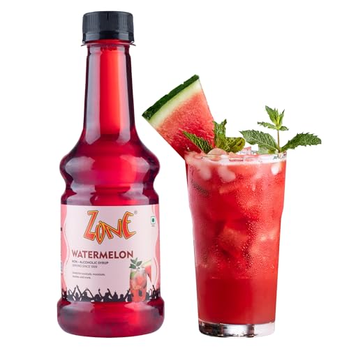 Image of Zone Watermelon Syrup 300ml | Refreshing Pure Watermelon Flavour for Mocktails, Cocktails, Lemonades & Sodas | Premium Taste, Non Alcoholic, More Servings For Professional & Home Use | 12+ Flavours