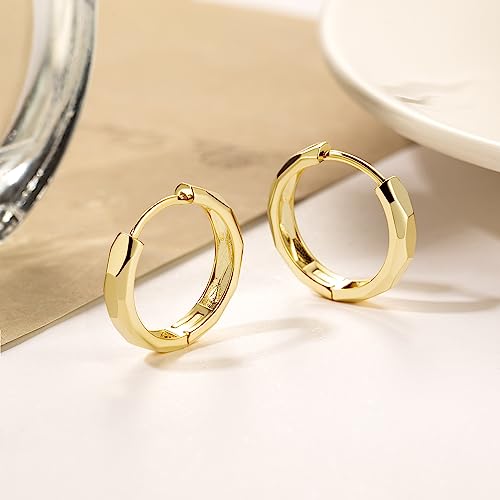 ENROSE 14K Gold Chunky Hoop Earrings for Women - Stylish, Hypoallergenic Small Gold Hoops for Everyday Elegance - Image 5