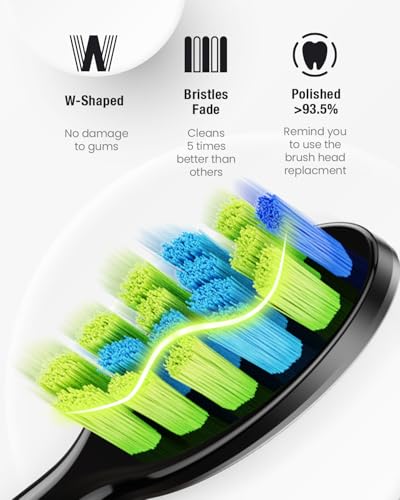 Image of 7AM2M Sonic Electric Toothbrush for Adults, Type-C Charging Run for 120 Days, with 6 Brush Heads, 5 Modes&40000VPM Powered Rechargeable Toothbrush, Travel & Home Use (Black)