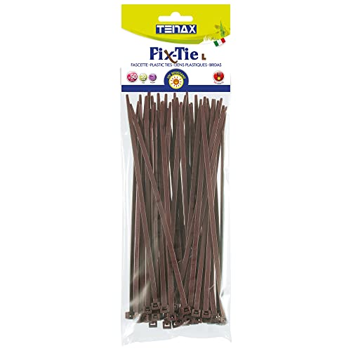 Tenax Fix-Tie L Bridas de Plástico Multiusos, tamaño: 20 cm, Marrón, Paquete de 50 Unidades