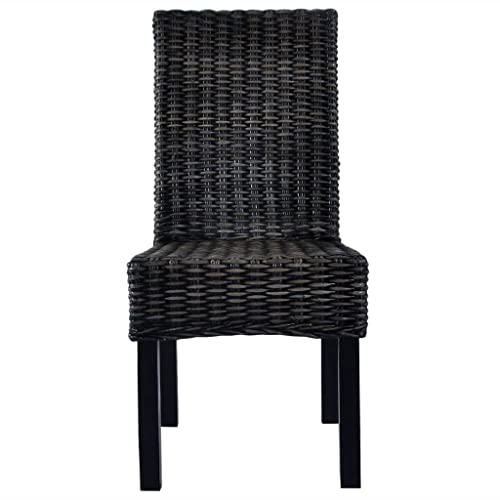Zqqlvoo Modern High Back Dining Chairs, Comfortable Kitchen Chairs Living, Bedroom, Dining Room Side Chairs Set, Dining Chairs 6 Pcs Black Kubu Rattan And Mango Wood #TOP2