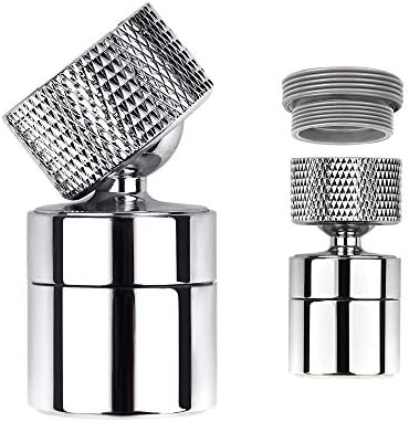 COOLWEST 2-Flow Stainless Kitchen Sink Aerator,360-Degree Swivel Faucet Aerator Dual Sprayer, with Gasket Faucet Replacement Part - 55/64 Inch-27UNS Female Thread