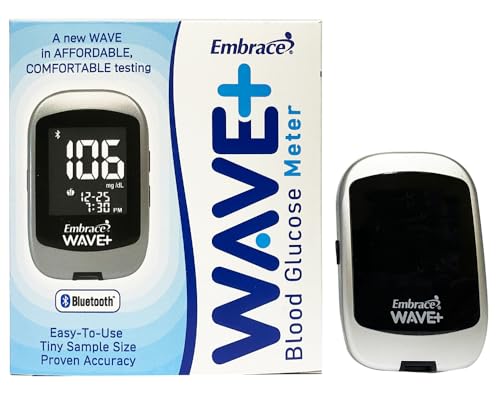 Embrace WAVE+ Bluetooth Blood Glucose Meter Only | Health2Sync App | iOS & Android Compatible