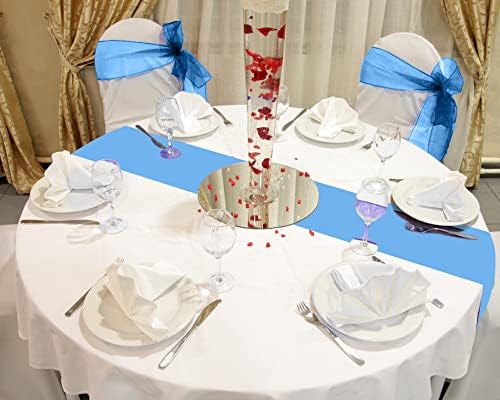 Miniatura 4 de Oudain 6 manteles desechables redondos de plástico de 84 pulgadas, resistentes a las manchas y a las arrugas, para decoración de graduación, fiesta