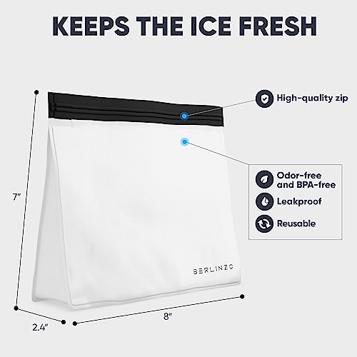 Berlinzo Reusable Ice Storage Bag - Freezer Safe Leakproof Silicone And Plastic Free Lunch Bag For Ice And Food Storage - Bpa Free - One Ice Storage Bag #TOP1