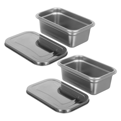 GRADENEVE 2 piezas Contenedores Reutilizables de Acero Inoxidable para Helados con Tapa Almacenamiento para Helados Caseros y Congelador Aptos para Cocina y Conservación de Alimentos de