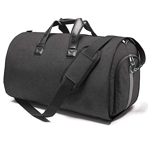 YUKABAN Overnight Weekend Flight Bag with Detachable Shoulder Strap, Carry on Garment Duffel Bag for Men Women - 2 in 1 Hanging Suitcase Suit Travel Bags (black)