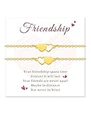 MANVEN Friendship Gifts for Women Bracelet Best Friend BFF Bestie Christmas Birthday Graduation Heart Matching Bracelets for 2 Golden Sisters