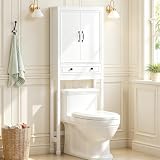 Spirich Over the Toilet Storage Cabinet with Doors and Tilt-Out Cube, White