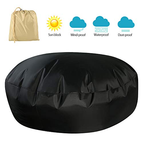 Garden Furniture Covers Round, Rattan Daybed Cover Waterproof Dustproof Patio Furniture Protective Cover with Storage Bag for Rattan Day Bed Sun Lounger (Black)