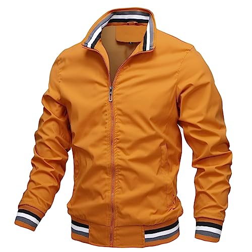 Blouson aviateur coupe-vent léger AIEOE jaune XXXL contre le froid de la mi-saison col montant