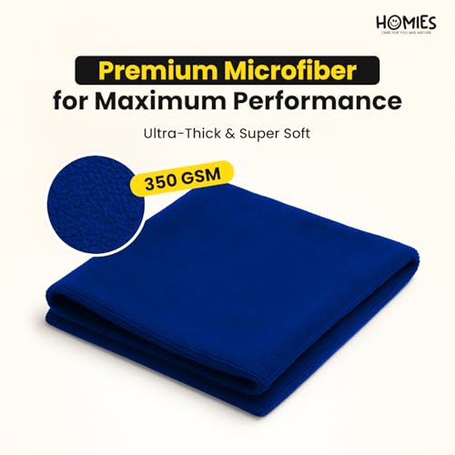 Image of Homies Microfiber Cleaning Cloth for Car, Bike & Home (4 pcs - 40x40 cms) - Super Absorbent, Lint-Free, Scratch-Free Wash, Dry & Detailing Towel- Multi-Color (Microfiber Cleaning Cloth 350 GSM Pack 4)