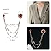 Retro Gold Plated Chain Crystal Round Brooches Collar Pins Rhinestone With Hanging Chain Suit Shirt Lapel Brooch Pin Fashion Jewelry for Men Boy