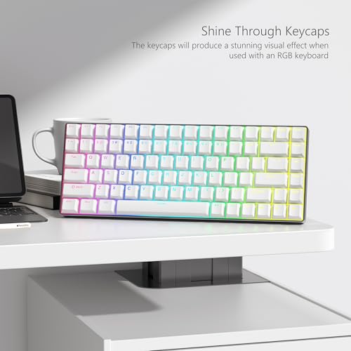Image of Womier White Keycaps for Mechanical Keyboard, Shine Through Key caps | PBT Custom Keycap Doubleshot, Universal Compatiability for 60 75 100 Percent Cherry Gateron MX Switches Keyboard, White