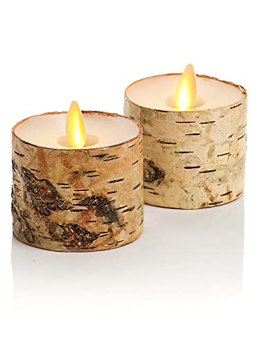 Velas LED de abedul Lumminara sin llama con borde empotrado y textura real de madera