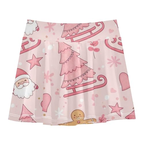 Joisal Athletic Shorts Girls Skorts Kids Tennis Skirts Preppy Flowy Skirt Pink Christmas Trees Santa Claus 3t