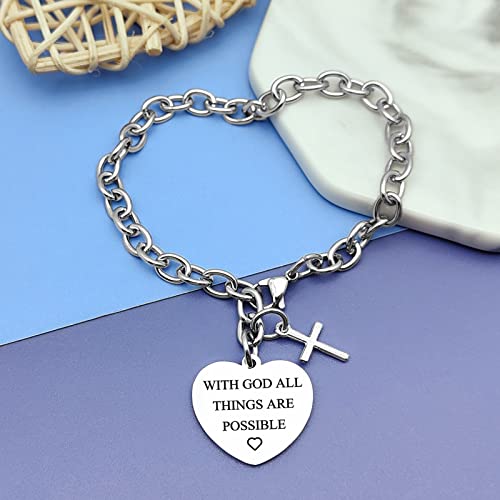 Image of Christian Gifts for Women Faith Bracelet Jewelry Scripture Bible Verse Inspirational Bracelet Gifts Religious Gifts Idea Prayers Gifts for Women Men Jewelry Gifts Faith Bracelet Stainless Steel