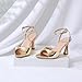 Susanny Gold Heels for Women Pointed Open Toe Strappy Chunky Block High Heels Ankle Strap Stiletto Kitten Heeled Sandals Wedding Bridal Party Prom Sexy Dress Shoes 8
