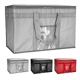 Heavy Insulated Cooler Bag with Zipper Closure, Reusable Grocery Shopping Bag Keep Food Hot or Cold, Collapsible Food Delivery Bag for Instacart, Restaurant, Food Transport (Grey, 20"W x 13"H x 10"D)