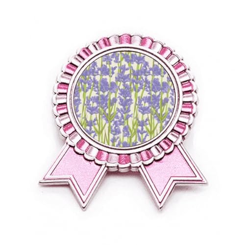 Broche rose aux détails de lavande en métal sculpté taille M bijou de veste raffiné