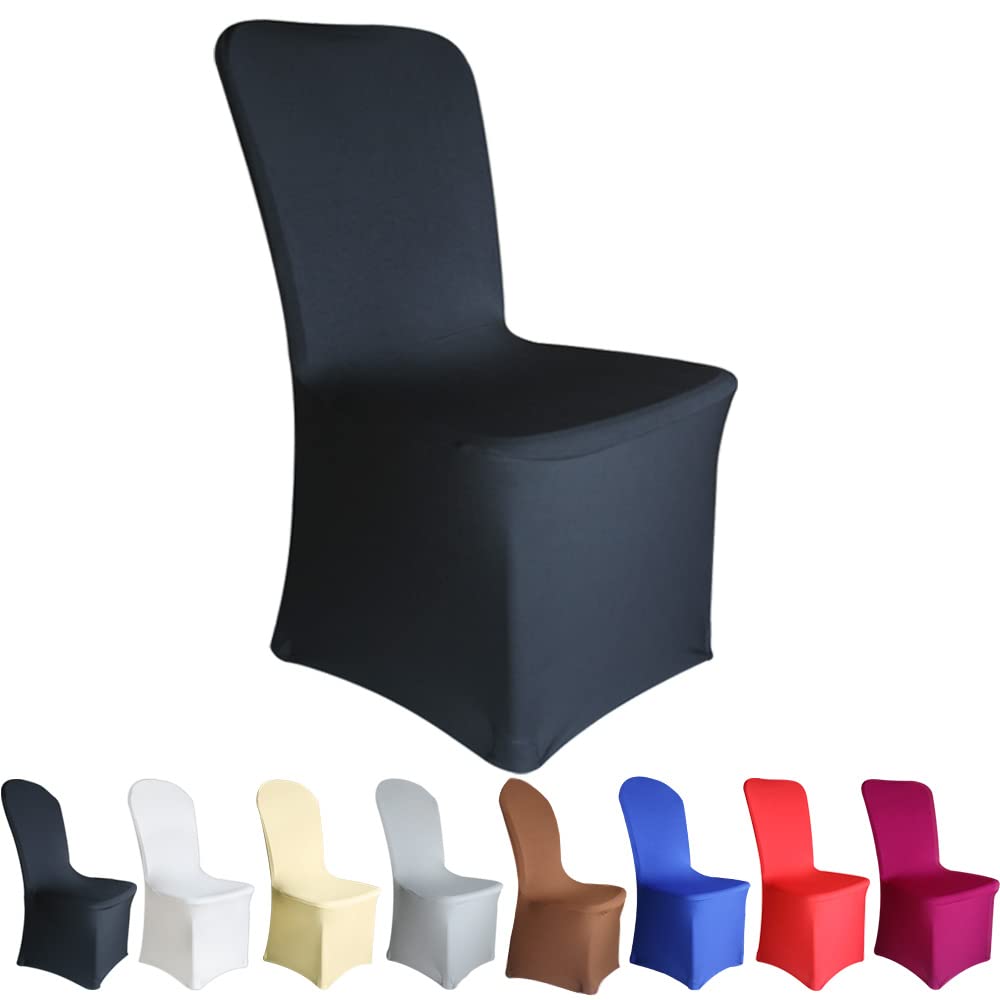 Time to Sparkle Chair Cover Spandex Lycra Stretch Slipcovers Dining Chair Cover Wedding Banquet Party Flat Front (Black)