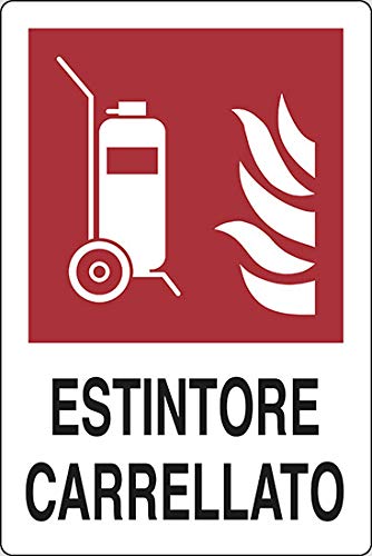  PIXLEMON Cartello Alluminio cm 31x25 ESTINTORE CARRELLATO