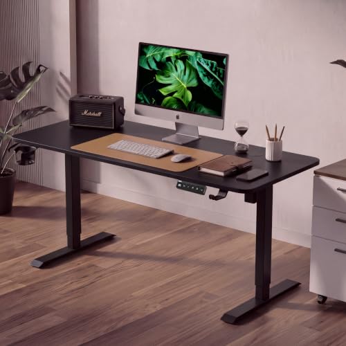 Image of V ONE Lite Electric Standing Desk with 1-Piece Solid Top | Heavy Duty Height Adjustable Computer Desk | 3 Memory Preset | 5 Year Warranty | for Home Office (Black, 120 * 60 CM)