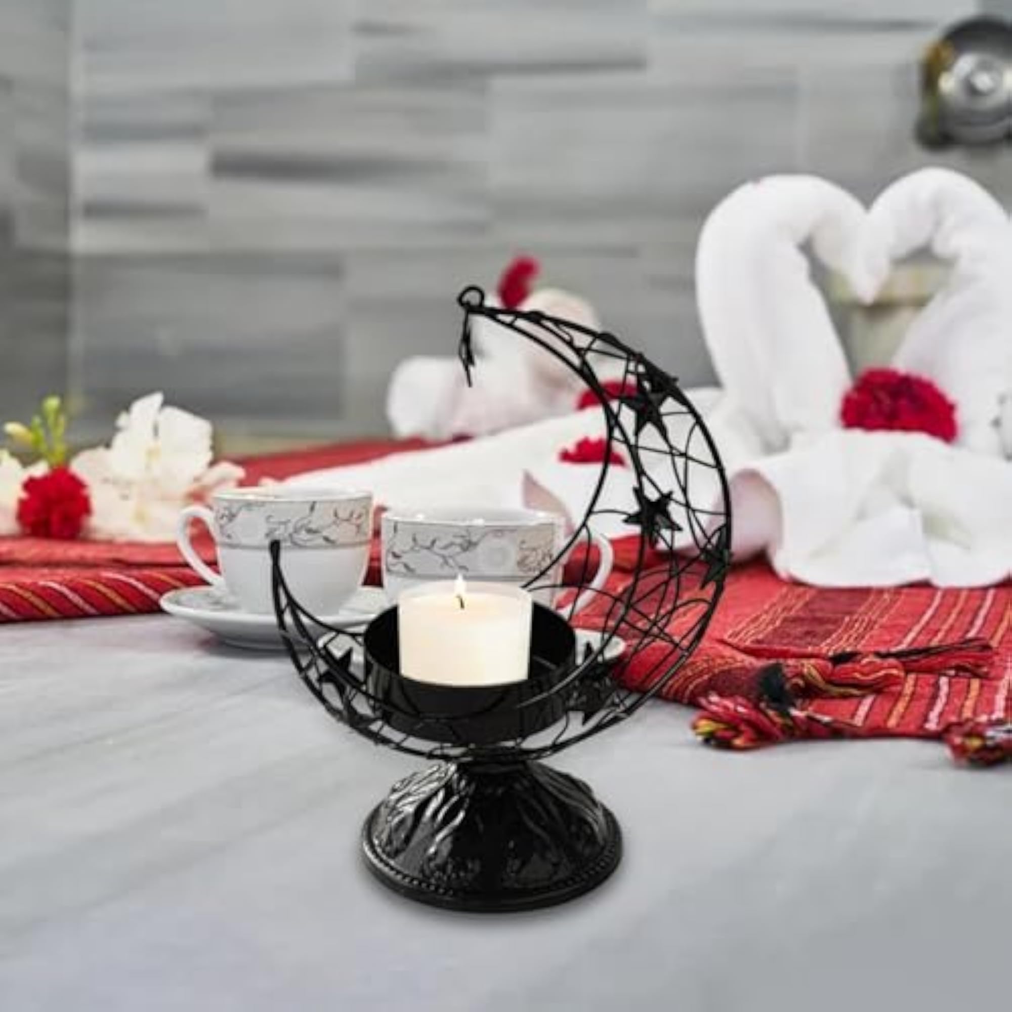 Moon Shaped Tea Light Candle Holder for Wedding Decor
