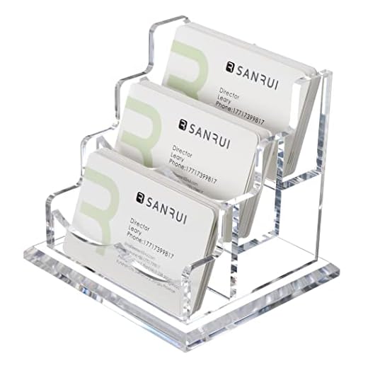 YUXUN Business Card Holder Display for Desk, Clear Acrylic Cards Organizer 3 Tier 3 Slots, Business Card Stand for Men and Women 1 Pack (3 slots) 3slots