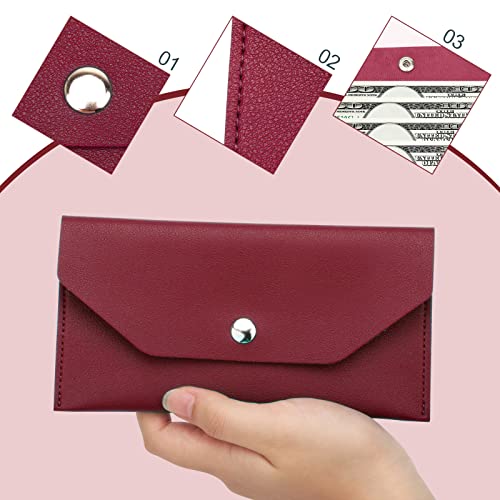 3 Pieces Money Cash Envelopes Bag, Pletpet Pu Leather Cash Money Pouch Cash Wallet Envelope Reusable Budget Envelope For Spring Festival Wedding Birthday Graduation Holidays(Blue, Brown, Red) #TOP1