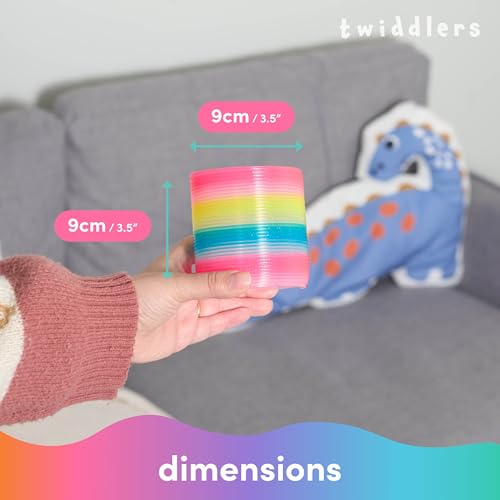 THE TWIDDLERS 3er-Pack Große Regenbogen Spiralen (9x9 cm) - Glitzernde Neon Treppenhüpfer für Jungen & Mädchen - Mitgebsel für Kindergeburtstag & Partytüten