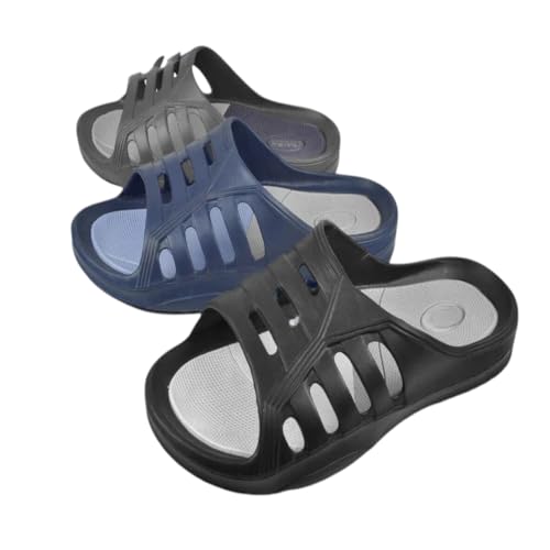 Men's Slide Sandals Beach 8-11 Black Gray Navy