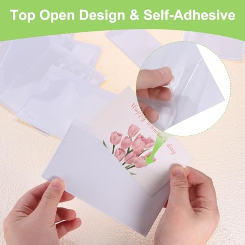 Bolsillos autoadhesivos para tarjetas de índice PVC transparente 10x15 cm paquete de 50 unidades 3