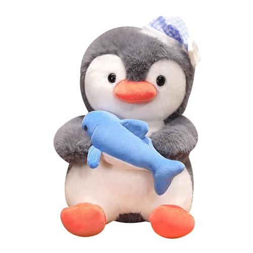 Image of ATORSE Plush Penguin Cartoon Car Penguin with Fish Doll for Family Teens Girls Boys 25Cm