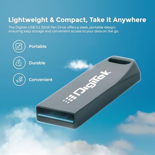 Image of Digitek (Dud 32G V3.2) USB 3.2 Flash Drive, 32GB Storage, High Speed Read & Write, Pen Drive, Magnetic, X-Ray & Temperature Resistant, Compatible with Windows & Mac OS