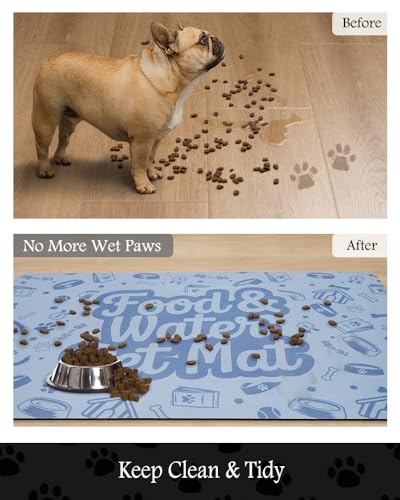 Image of Pet Feeding Mat-Absorbent Dog Mat for Food and Water Bowl-No Stains Quick Dry Water Dispenser Mat-Dog Accessories Pet Supplies-Bowl for Messy Drinkers（Words,16 inchx24 inch