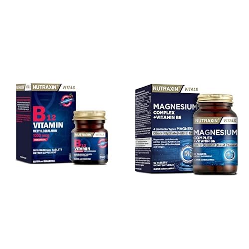 Nutraxin Seti | B12 Vitamin 1000 mcg 60 Tablet x1 + Magnesium Complex 60 Tablet x1