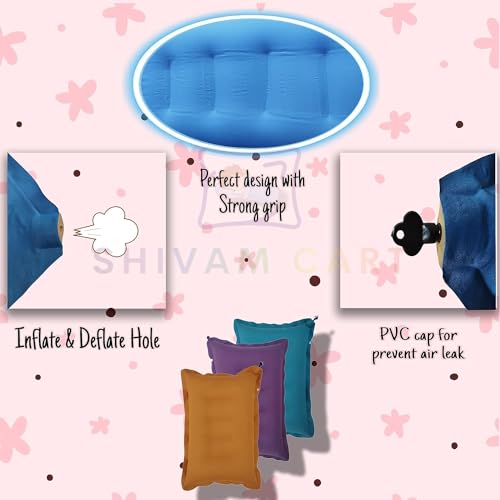Image of Travel Air Pillow Headrest for Men and Women | Soft Comfort Ultralight Portable Neck Pillow for Travel | Use in Plane Flight Bus and Office with Air Pump (Multicolor) (Pack fo 2)