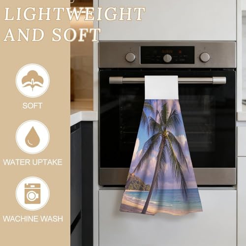 Toallas de cocina colgantes de palmera tropical: juego de 2 paños de mano súper suaves 4