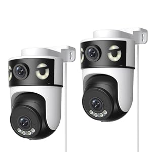 Reobiux 2K Überwachungskamera Aussen mit Doppelobjektiv, PTZ IP Kamera Überwachung Aussen, WLAN Kamera Outdoor mit Automatische Verfolgung, Farbiger Nachsicht, Zwei-Wege-Audio, 2 Stück