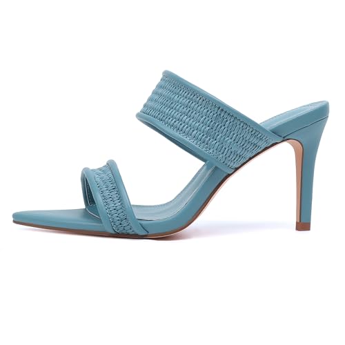 Image of vivianly Clear Pointed Toe Heels Sandals Transparent Strap Stiletto High Heels Slip on Mules for Women