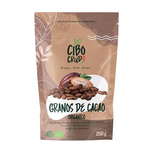 Granos de Cacao Crudo Orgánico - 250g. Cacao Puro de Guatemala. Grano o Nibs 100% Puro y Natural de la Planta Theobroma. Sabor Intenso Aromático y Amargo.