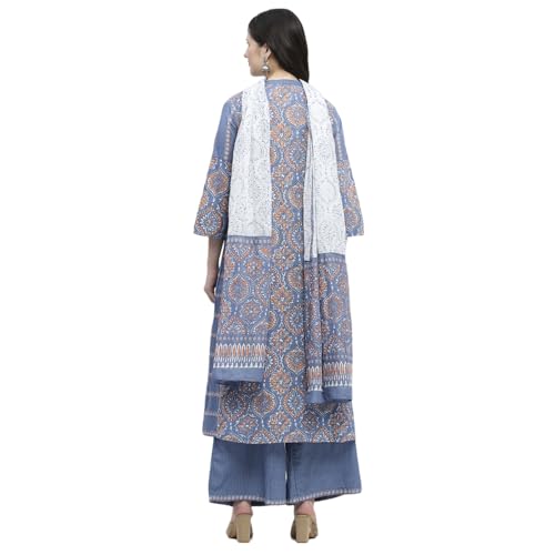 Image of BIBA Women Cotton Printed A-Line Suit Set